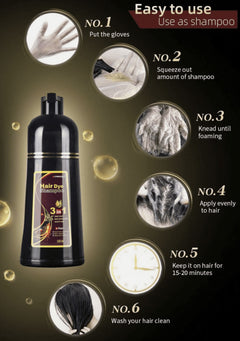 3-In-1 Hair Dye Ginger Shampoo for Man and Women Shine Moisturizing Hair Color 500Ml-Dark Coffee Brown