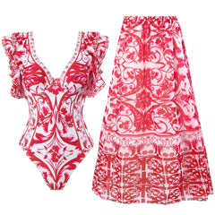 Fashion Trend Women's Printed Wear One-piece Suit Swimsuit