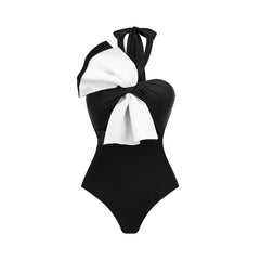 Ladies Bow Halter One-piece Swimsuit