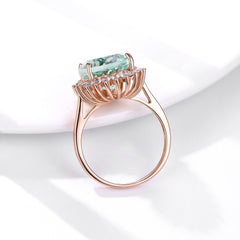 S925 Silver Set Natural Green Crystal Ring