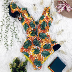 The New One-Piece Swimsuit Conservative Ruffle