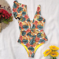 The New One-Piece Swimsuit Conservative Ruffle