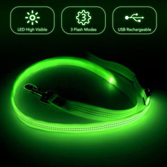 LED Dog Leash, 4FT Reflective Light up Dog Leash, Safety Flashing Dog Lead Light Glow in the Dark (Green Ⅲ)