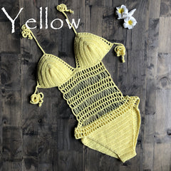 Hand-woven one-piece swimsuit