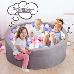 Foam Ball Pit - Safe and Soft Play for Baby Infants and Toddlers Ages 1-3, round Shape, No Balls Included, Gray