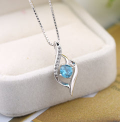 Female 925 Sterling Silver Necklace heart-shaped pendant