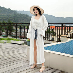 Crochet White Knitted Beach Cover up