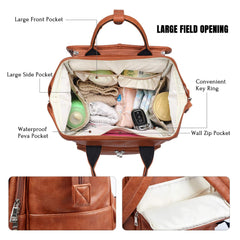 Leather Diaper Bag Backpack