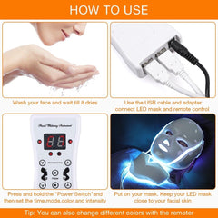 7 Colors LED Light Photon Face Neck Mask Rejuvenation Skin Wrinkles Therapy US