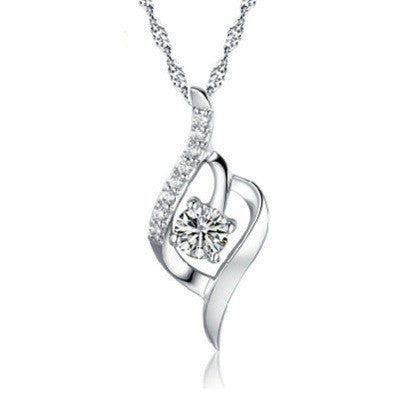 Female 925 Sterling Silver Necklace heart-shaped pendant