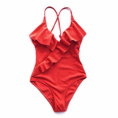 Ruffled one-piece swimsuit