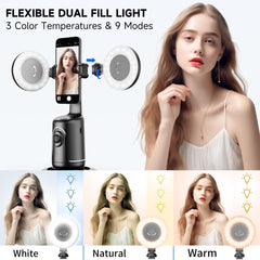 Auto Face Tracking Tripod with 2 Selfie Ring Light