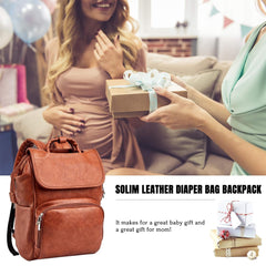 Leather Diaper Bag Backpack