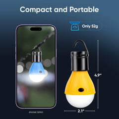 LED Hanging Camping Lantern Bulbs, Mini Camper Light Flashlight, Portable Emergency Battery Tent Lights, Camping, Outdoor Gear (4 Pack)