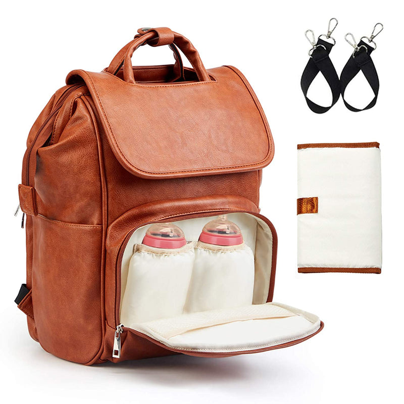 Leather Diaper Bag Backpack