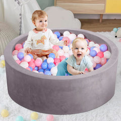 Foam Ball Pit - Safe and Soft Play for Baby Infants and Toddlers Ages 1-3, round Shape, No Balls Included, Gray