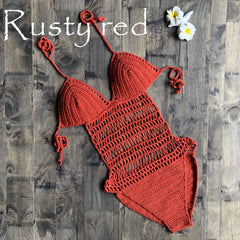 Hand-woven one-piece swimsuit