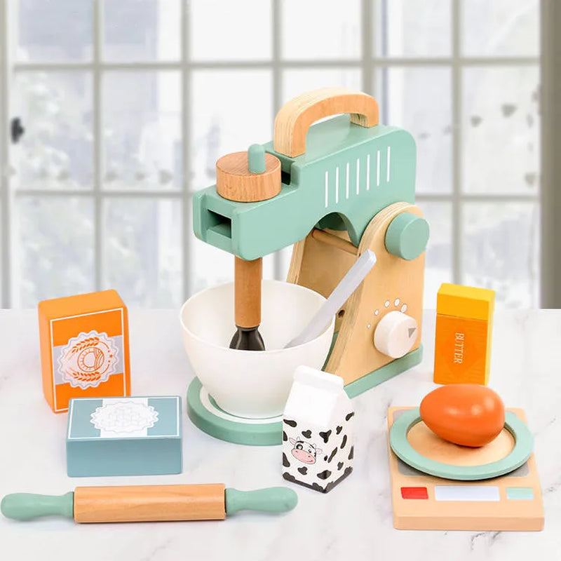 Kids Wooden Toys Coffee Maker Toy Set Cake Ice Cream Tea Time Playset Toddler Pretend Play Kitchen Accessories Gift for Children