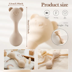 Silicone Rattles for Kids Animal Bears Handbells