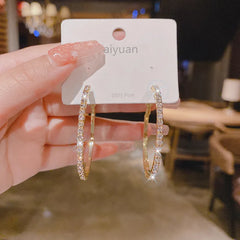 Fashion Rhinestone Crystal Hoop Earrings