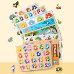 Montessori Wooden Puzzles Hand Grab Boards