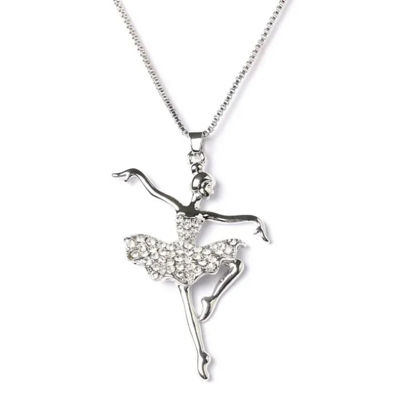 Fashion Crystal Little Girl Ballet Dancer Pendant