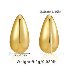 Big Water Drop 18K Gold Plated Metal Oversize Dupes