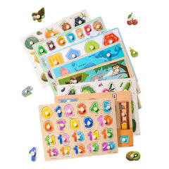 Montessori Wooden Puzzles Hand Grab Boards