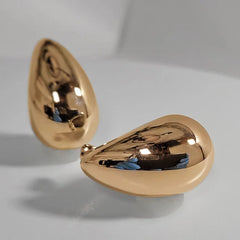 Big Water Drop 18K Gold Plated Metal Oversize Dupes