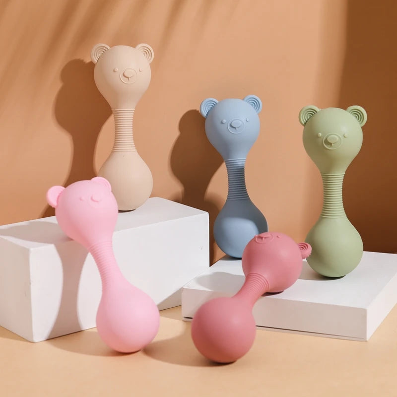 Silicone Rattles for Kids Animal Bears Handbells