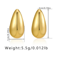 Big Water Drop 18K Gold Plated Metal Oversize Dupes