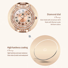 OLEVS Original Diamond Watch for Women Fashion Elegant Stainless Steel