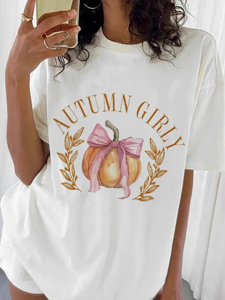 Autumn Girly Pumpkin T-Shirt