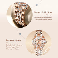 OLEVS Original Diamond Watch for Women Fashion Elegant Stainless Steel