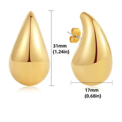 Big Water Drop 18K Gold Plated Metal Oversize Dupes