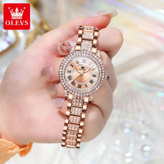 OLEVS Original Diamond Watch for Women Fashion Elegant Stainless Steel