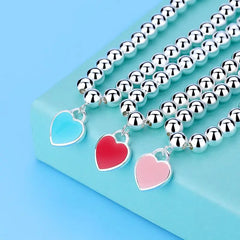 Sterling Silver beads chain Heart