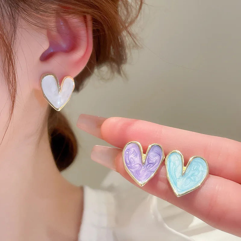 Color Heart Stud Earrings