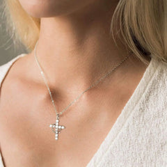 Simple Gold Diamond Cross Necklace for Women