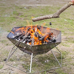 Portable Wood Stove Brazier Camping Fire Wood Heater Folding Hike Barbecue BBQ Grill Stand Outdoor Camping