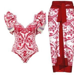 Fashion Trend Women's Printed Wear One-piece Suit Swimsuit