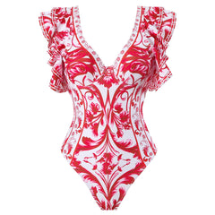 Fashion Trend Women's Printed Wear One-piece Suit Swimsuit