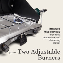 Triton 2-Burner Propane Camping Stove, Portable Camping Grill/Stove with Adjusta