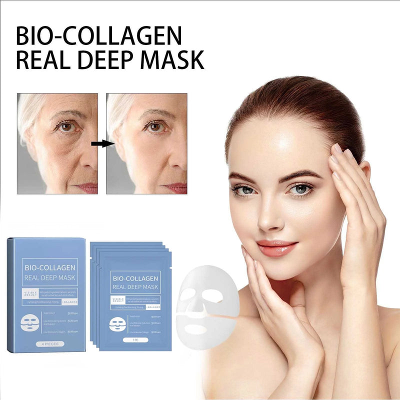 -4Pcs Biodance Bio-Collagen Real Deep Mask, Biodance Collagen Mask Overnight, Collagen Mask for Face, Organic Collagen Reverse Film Volume Peel off Mask, Hydrating and Firming Facial Mask, 3Ml