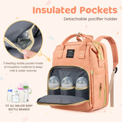 Diaper Bag Backpack with Changing Station & Foldable Crib