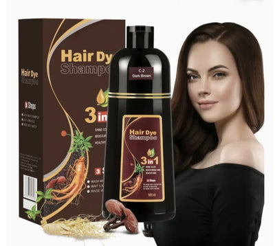 3-In-1 Hair Dye Ginger Shampoo for Man and Women Shine Moisturizing Hair Color 500Ml-Dark Coffee Brown